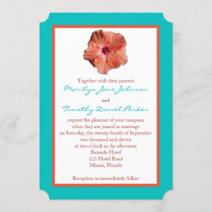 Hibiscus de Corail et Faire-part de mariage Aqua I