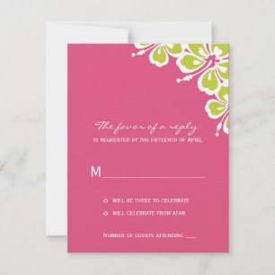 Hibiscus Delight Hochzeits-Antwortkarte - Azalea - RSVP Karte