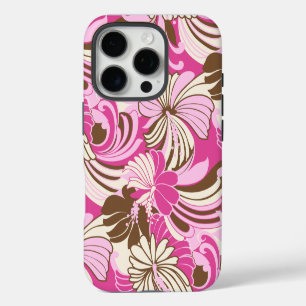 Hibiscus Dschungel Hawaiian Pink und Braun iPhone 16 Pro Hülle