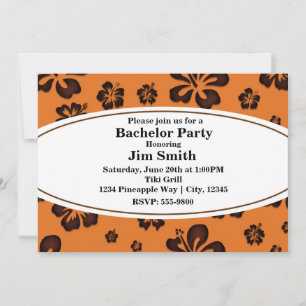 Hibiscus en bois et orange Invitation rétro tropic