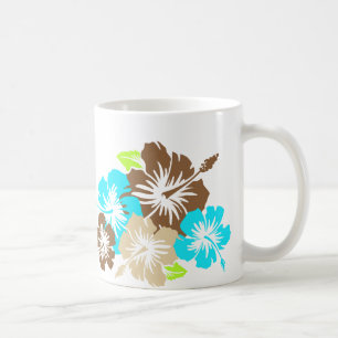 "Hibiscus Épique" en marron/turquoise Tasse
