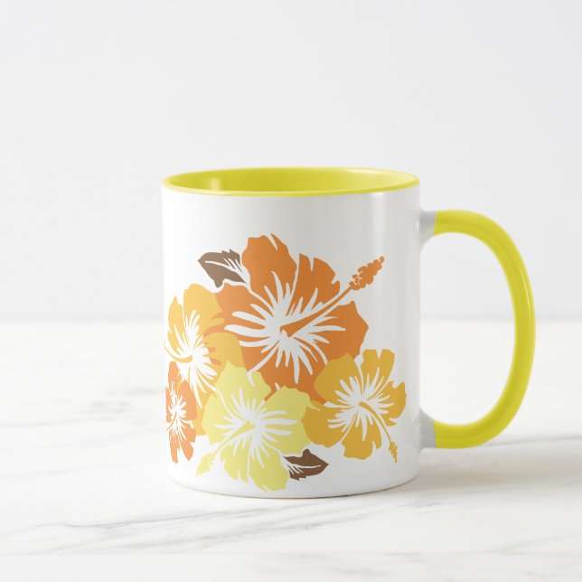 "Hibiscus épique" en Mug orange (Droite)