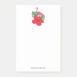 Hibiscus et Flamant rose Tropical Post-it Notes
