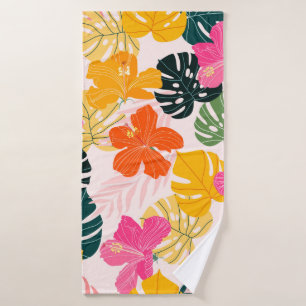 Hibiscus et monstère feuille motif tropical desi