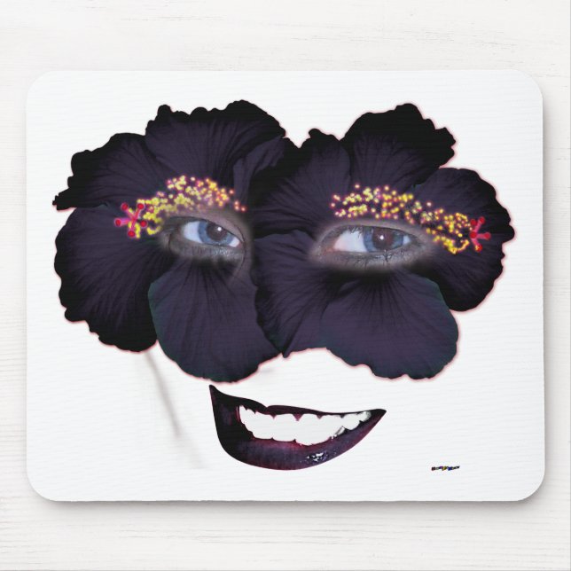 Hibiscus Face with Smile - Black/Purple Mousepad (Vorne)
