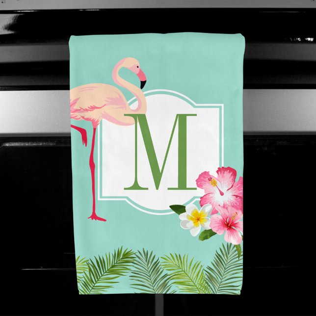 Hibiscus Flamant Tropical Monogramme Initiale (Créateur téléchargé)