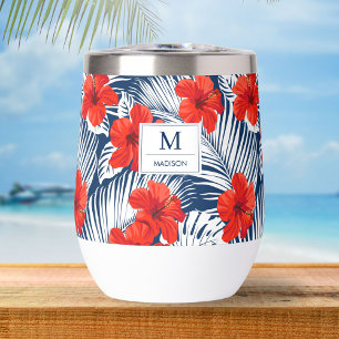 Hibiscus floral tropical Monogramme personnalisé