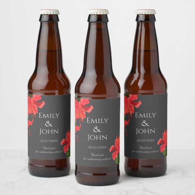 Hibiscus flower Beer Bottle Label Bierflaschenetikett (Flaschen)