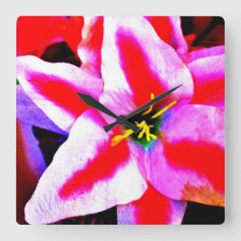 Hibiscus Flower Quadratische Wanduhr