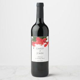Hibiscus flower Wine Bottle Label  Weinetikett