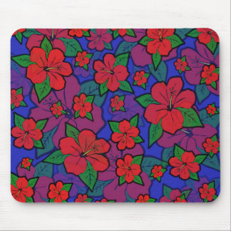 Hibiscus Flowers Blue Mousepad