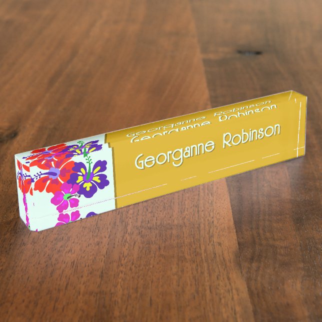 Hibiscus Flowers Name Only Office Desk Namensplakette (Seite)