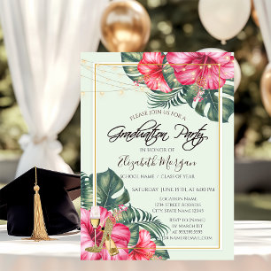 Hibiscus, Goldene Absätze Glitter-Abschlussfeier Einladung