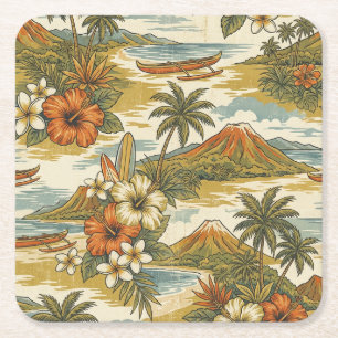 Hibiscus-Insel Hawaiian Scenic - Gold und Orange Rechteckiger Pappuntersetzer