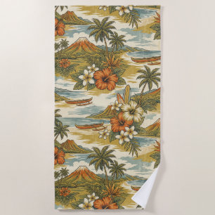 Hibiscus-Insel Hawaiian Scenic - Gold und Orange Strandtuch