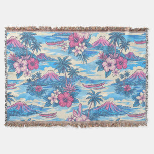 Hibiscus-Insel Hawaiian Scenic - Rosa und Blau Decke