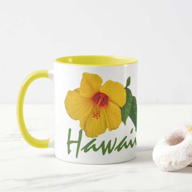 Hibiscus jaune Hawaii Mug (Avec donut)
