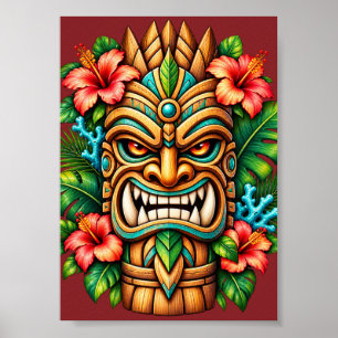 Hibiscus-Kronen-Tiki-Wächter Poster