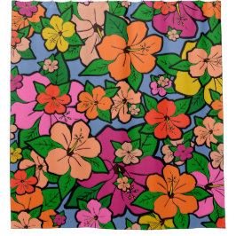 Hibiscus multicolores Fleurs rideau de douche
