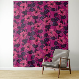 Hibiscus Nacht Wandteppich