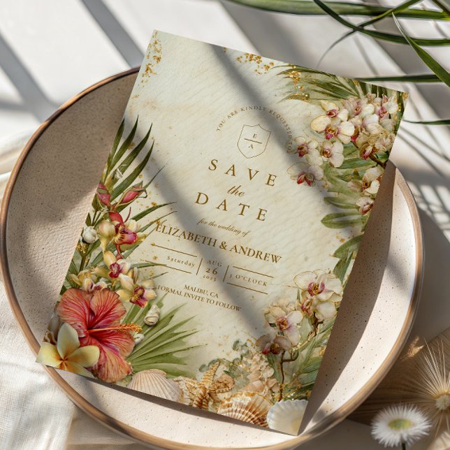 Hibiscus Palm Destination Wedding Save The Date (Von Creator hochgeladen)