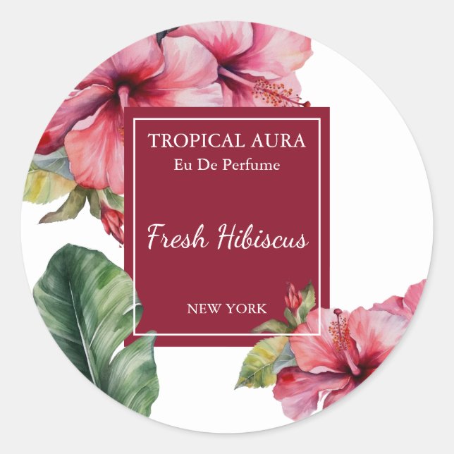 Hibiscus Perfume Label Runder Aufkleber (Vorderseite)