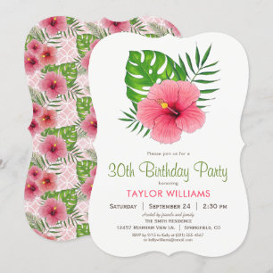 Hibiscus rose Fleur Anniversaire Invitation