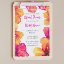 Hibiscus rose Floral Invitation à la douche nuptia