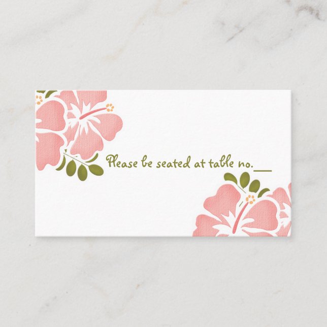 Hibiscus rose Mariage Table Place Cartes (Devant)