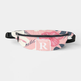 Hibiscus rose tropical personnalisé Monogramme