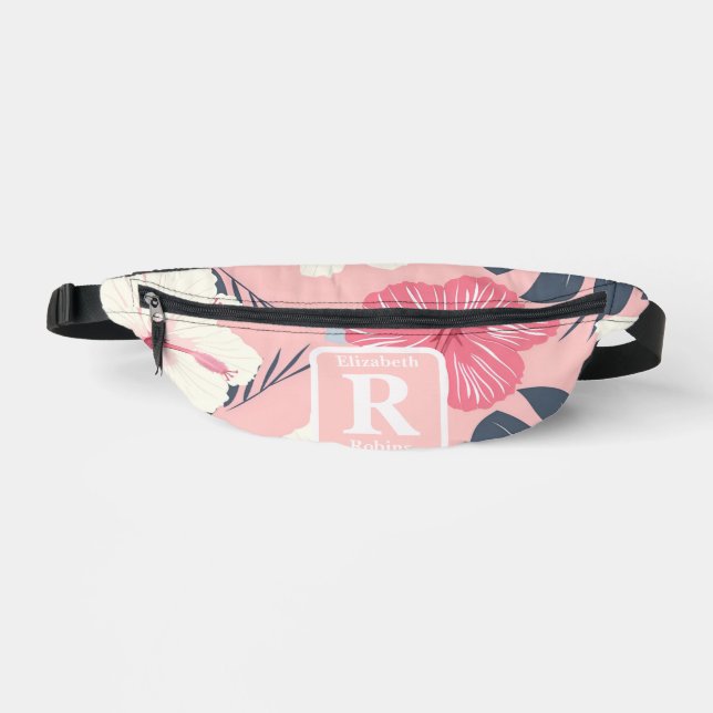 Hibiscus rose tropical personnalisé Monogramme (Recto)