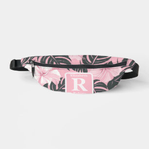 Hibiscus rose tropical personnalisé Monogramme