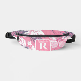 Hibiscus rose tropical personnalisé Monogramme