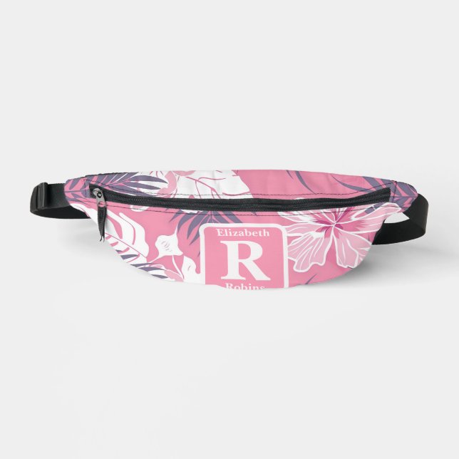 Hibiscus rose tropical personnalisé Monogramme (Recto)