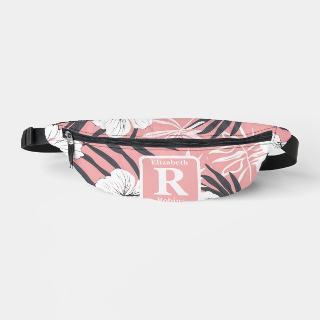 Hibiscus rose tropical personnalisé Monogramme (Recto)