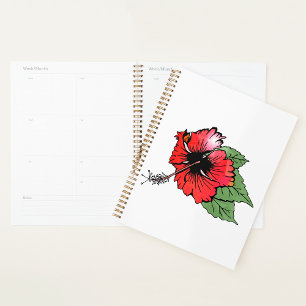Hibiscus rouge tropical avec Feuilles verts