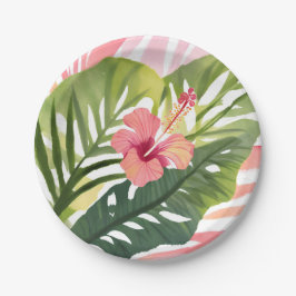 Hibiscus-Schönheit | Tropische Blume Aquarell Pappteller