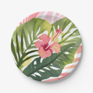 Hibiscus-Schönheit Tropische Blume Aquarell Pappteller