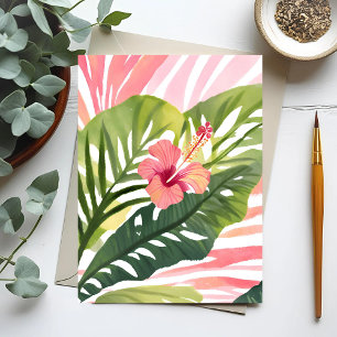 Hibiscus-Schönheit   Tropische Blume Wasserfarbe Postkarte