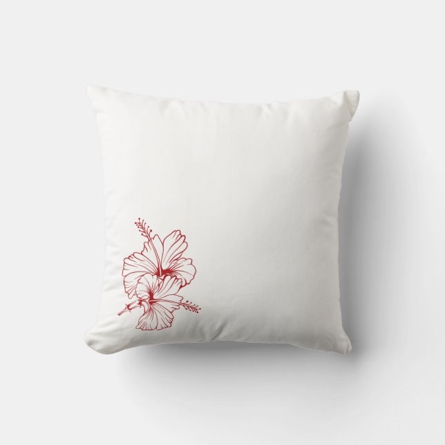 Hibiscus Square Pillow | Elegant Floral Throw Pill Kissen (Vorderseite)