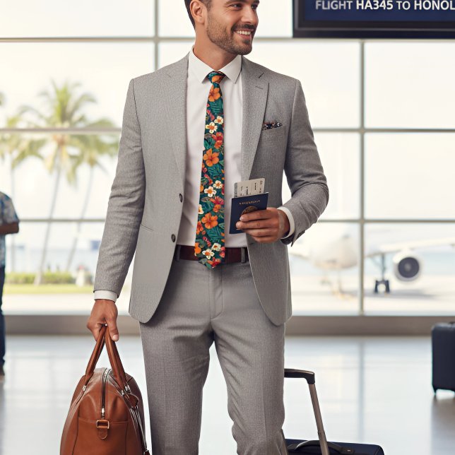 Hibiscus tropical Hawaï Cravate à deux côtés (Créateur téléchargé)