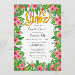 Hibiscus tropical Luau Couple Invitation à la douc