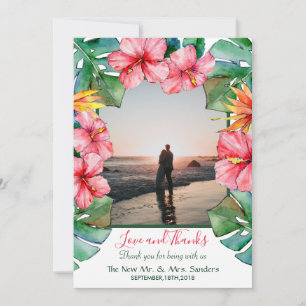Hibiscus tropical Mariage photo Carte de remerciem