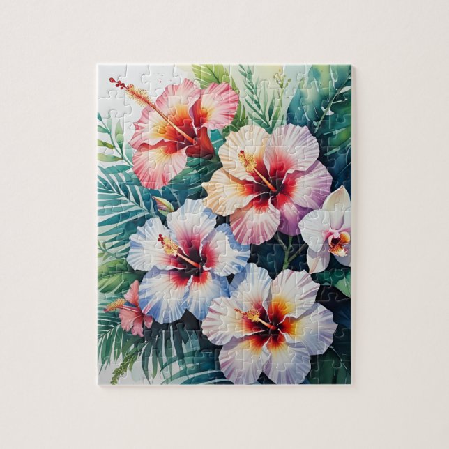 Hibiscus tropical Puzzle floral (Vertical)