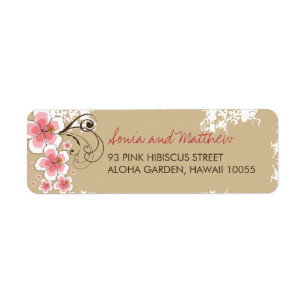 Hibiscus Tropical Rose Chic Mariage Étiquettes de 