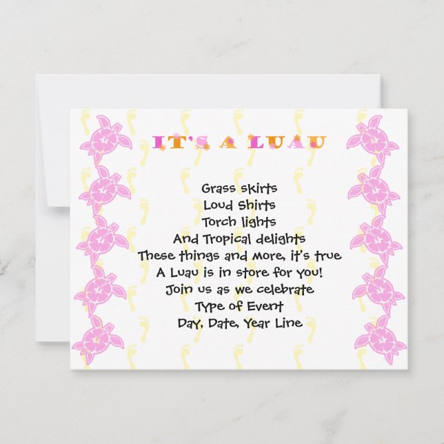 Hibiscus Turtle Luau Party Invitation (Devant)