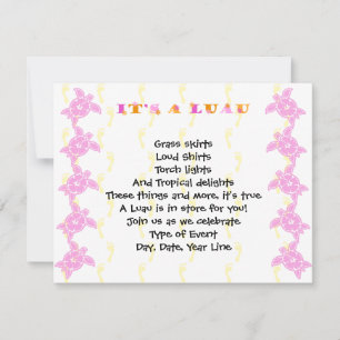 Hibiscus Turtle Luau Party Invitation