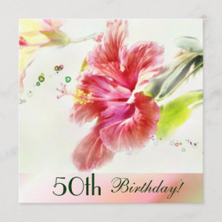 Hibiscus Watercolor Invitation à la fête du 50e an