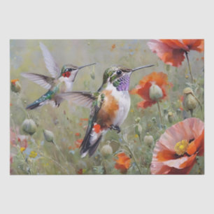 Hibiscusblüten und Kolibri-Dekoupage Seidenpapier