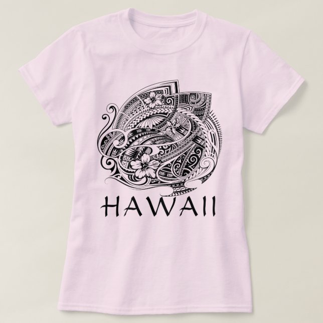 HIBISICUS POLYNESIAN TRIBAL HAWAII Blank T-Shirt (Design vorne)